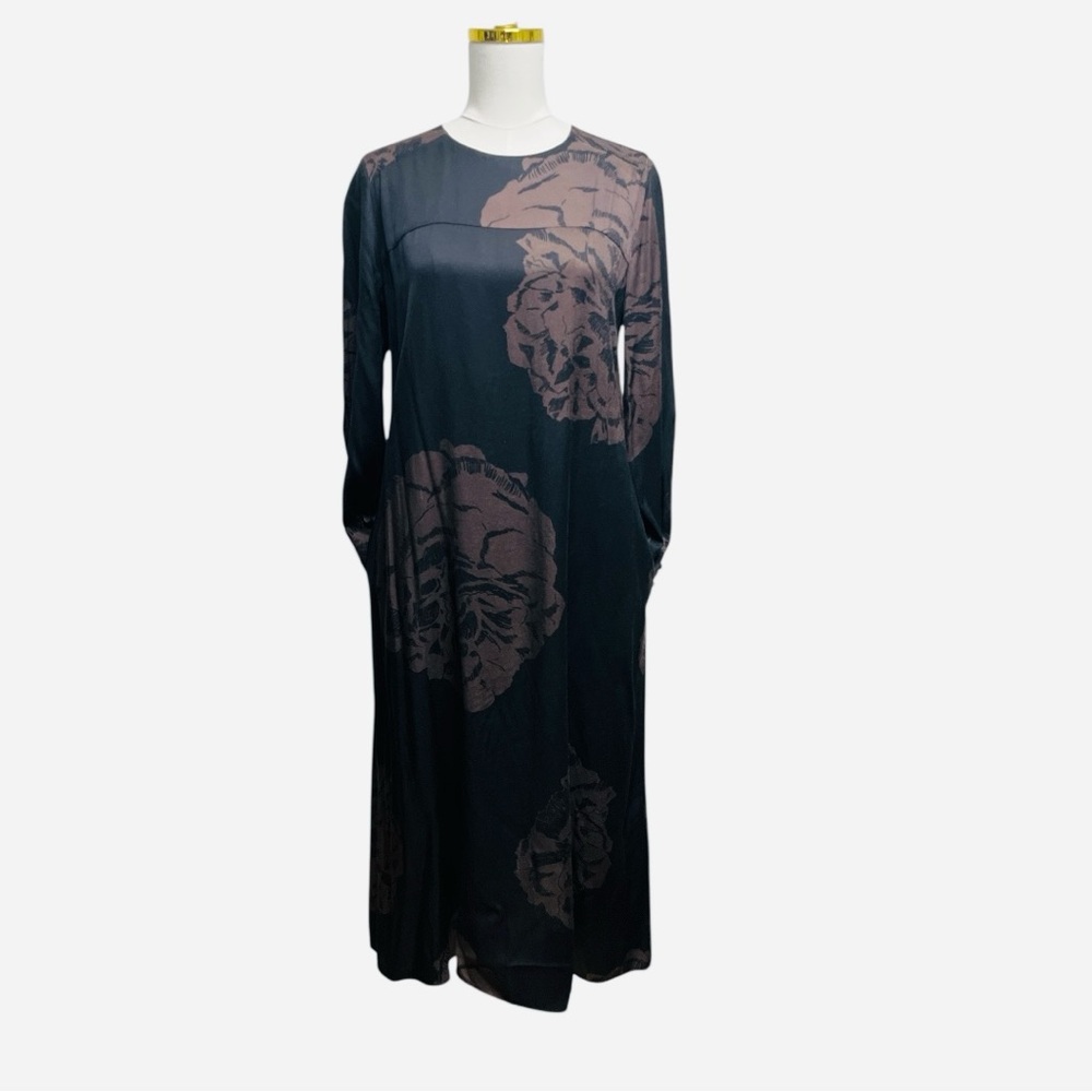 MEIMEIJ Patterned Long Sleeve Black/Brown Women’s Dress Size M